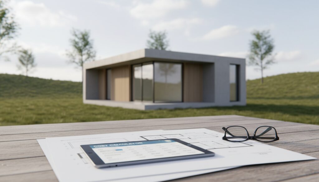 Foto eines modernen kleinen Hauses (80 qm) mit Bauplaenen und Kostenrechner - kleines Haus bauen 80 qm schluesselfertig