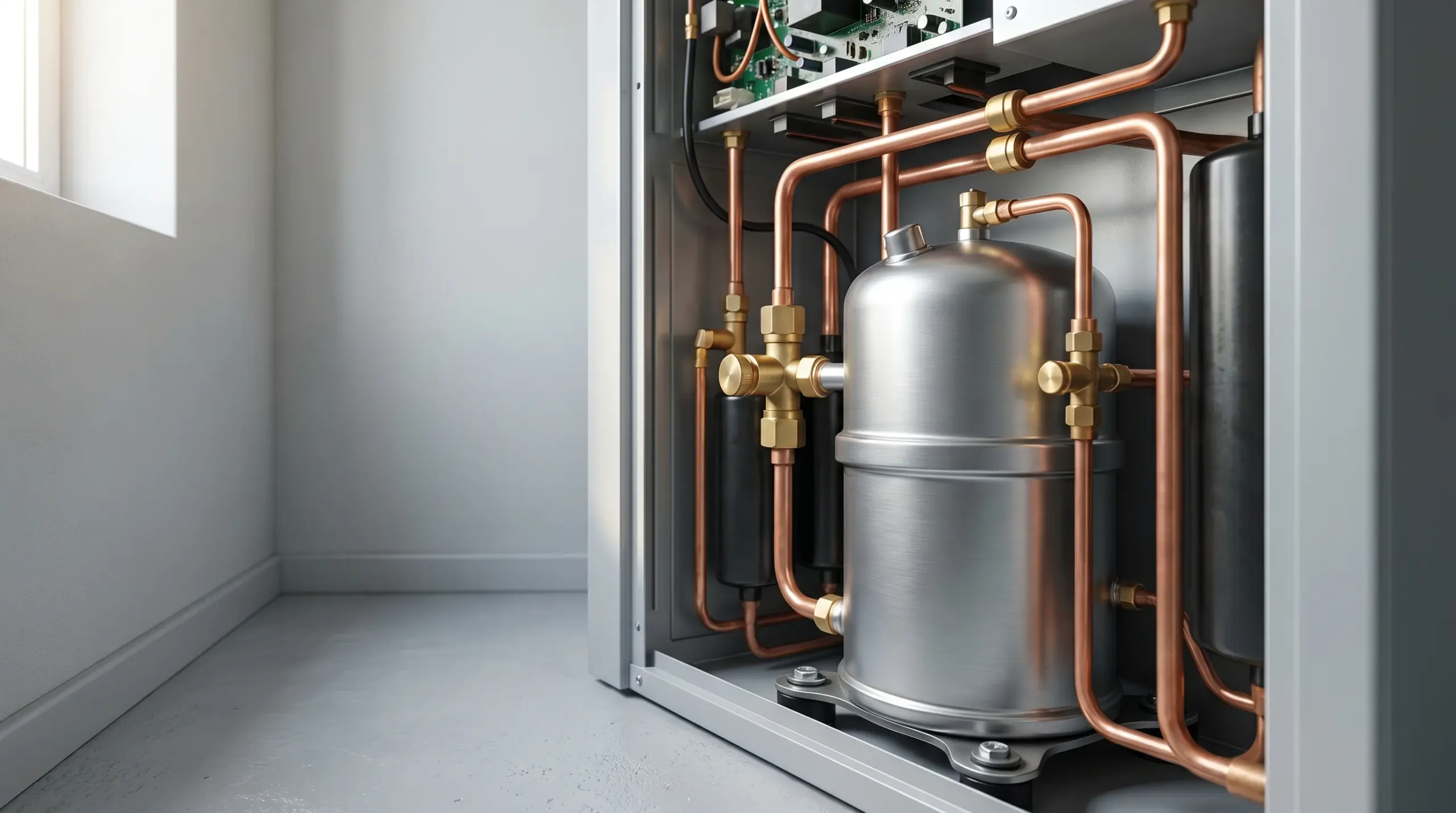 Wärmepumpe Vergleich – Technik-Detail der Inneneinheit einer Wärmepumpe