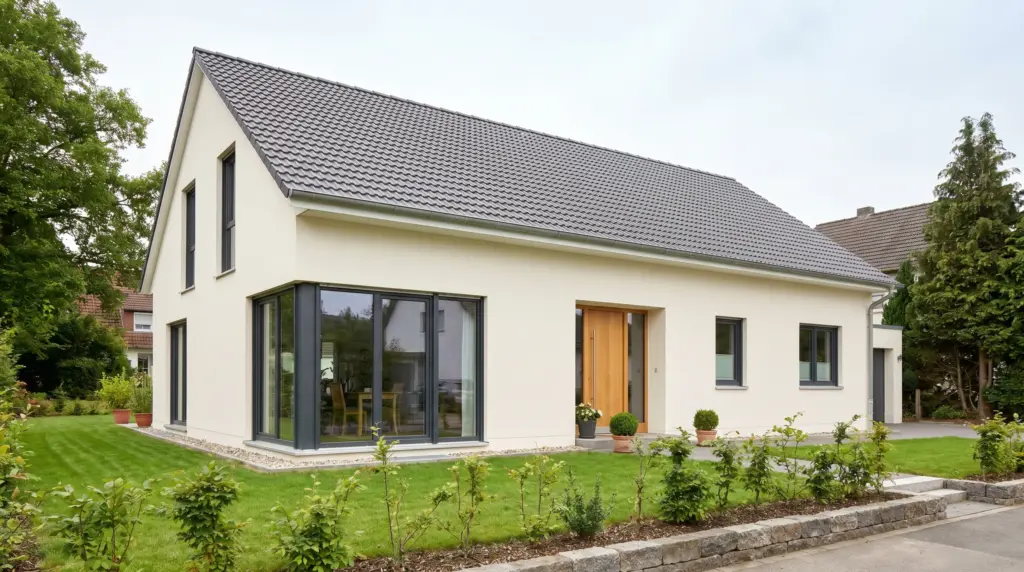 Altbau sanieren Kosten – frisch saniertes Einfamilienhaus mit gedämmter Fassade