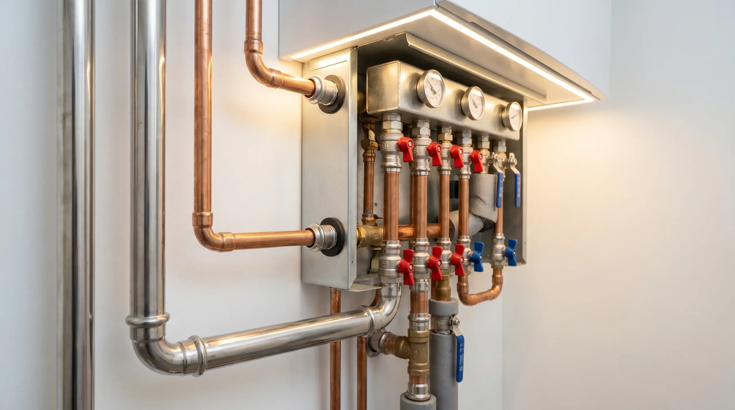 Wärmepumpe Erfahrungen – hydraulische Inneninstallation mit Rohren und Armaturen