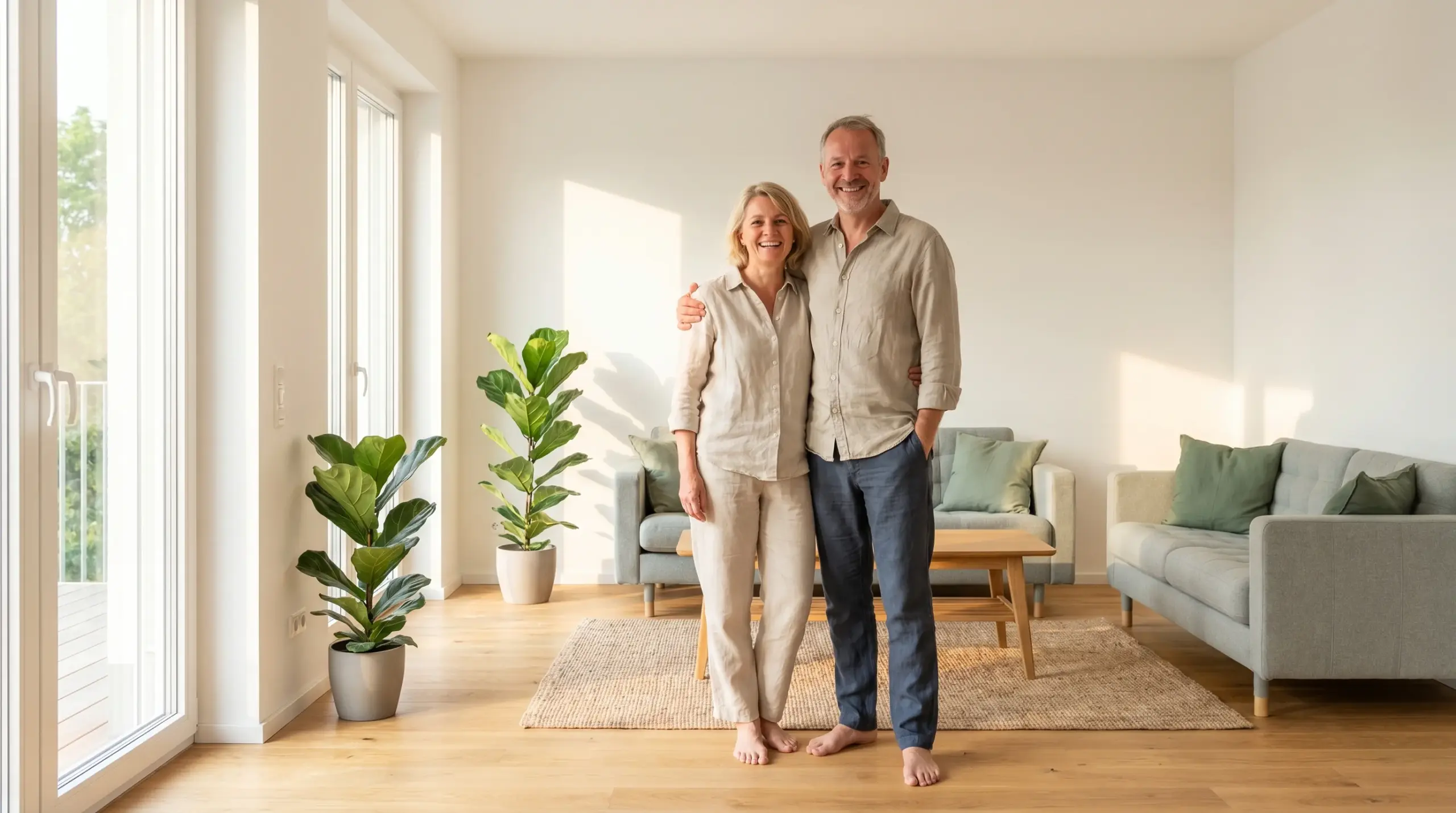 Wand streichen Tipps – Frisch gestrichenes helles Wohnzimmer nach der Renovierung