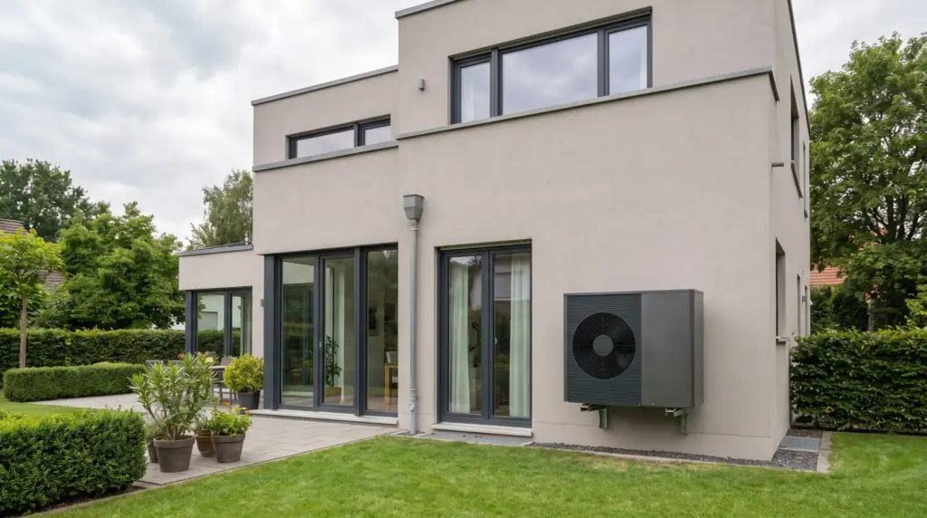 Fußbodenheizung nachrüsten – Wärmepumpe am Einfamilienhaus installiert