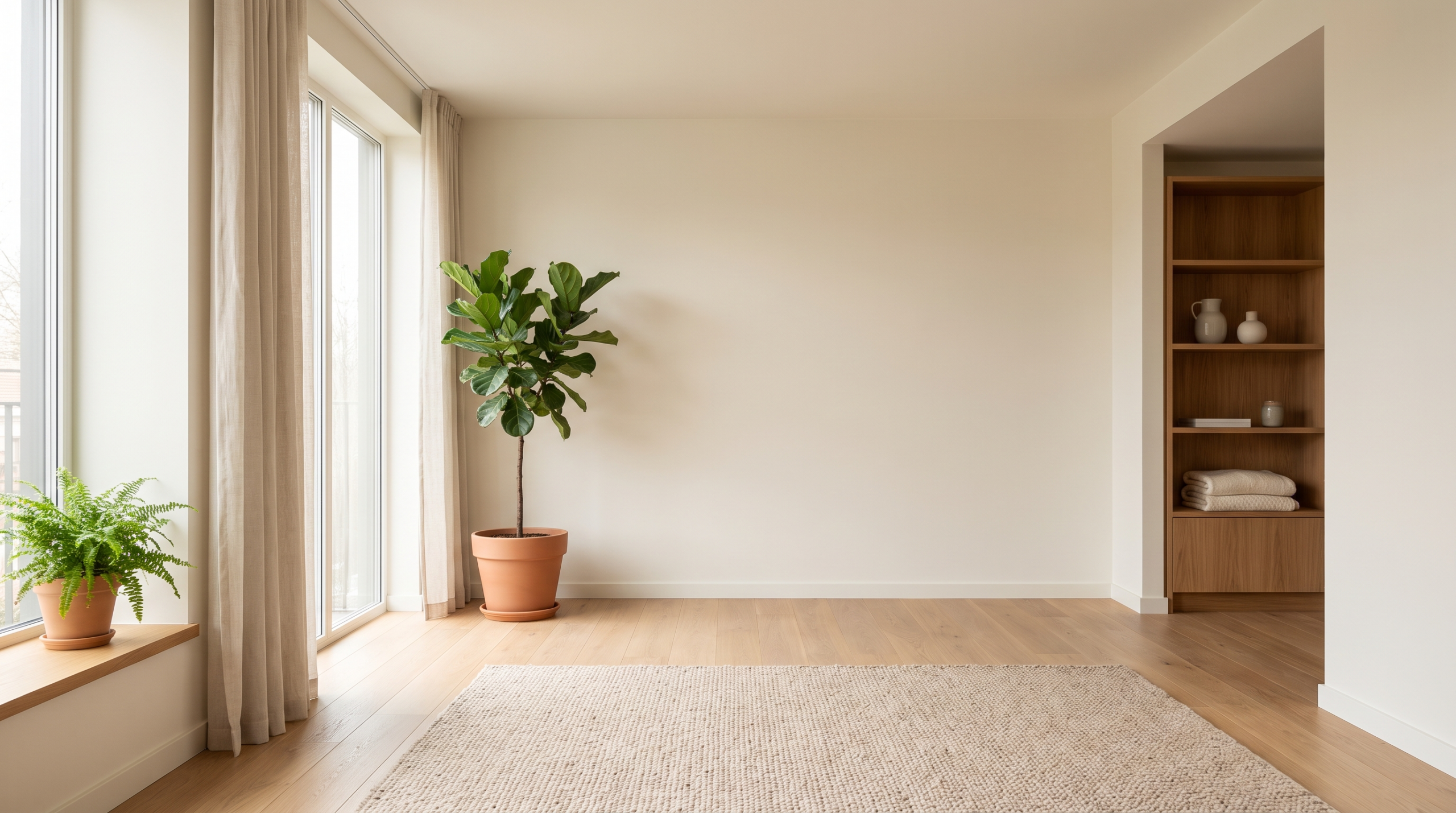 Maler Kosten pro m2 - Ergebnis: frisch gestrichenes, helles Wohnzimmer nach Malerarbeiten