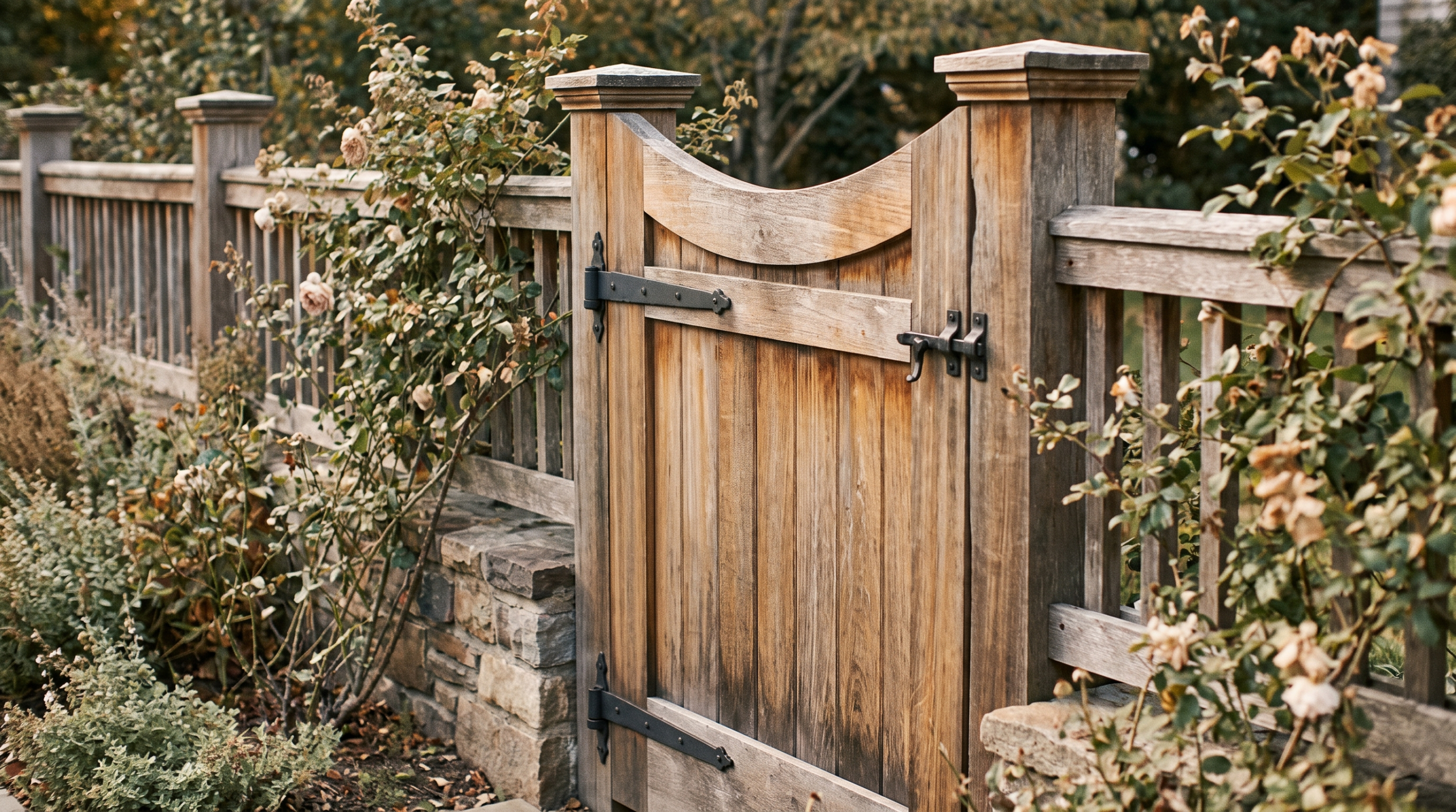 Gartenzaun selber bauen: fertig montiertes Zauntor mit Beschlägen