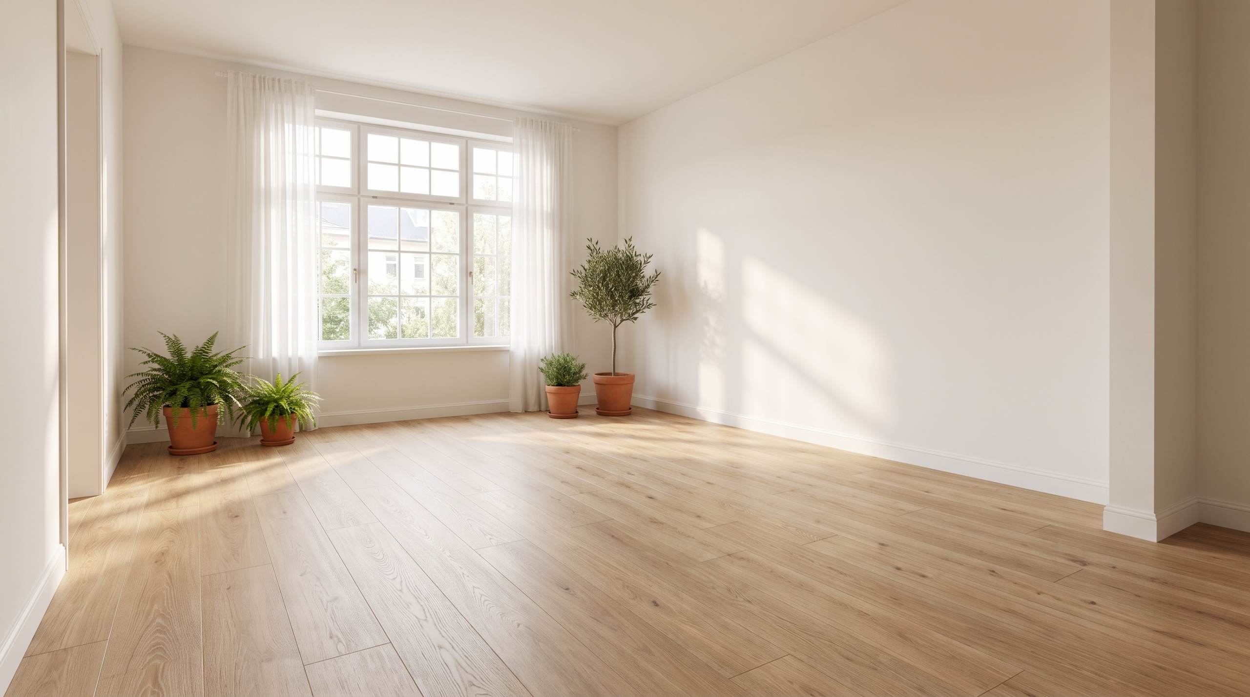Wohnung renovieren Kosten: fertig renoviertes Wohnzimmer mit neuem Bodenbelag