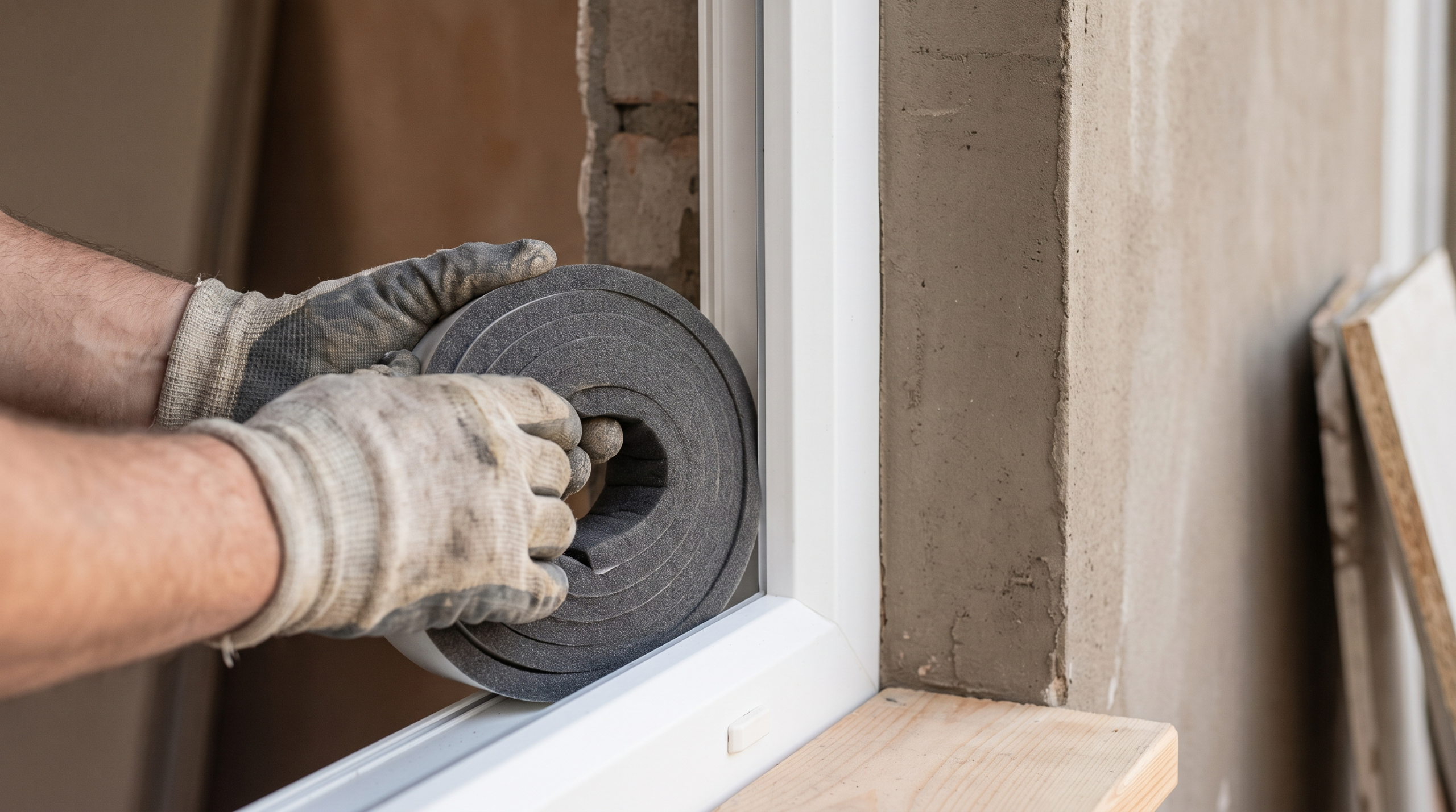 Fenster austauschen Kosten - Handwerker dichtet Fensterrahmen fachgerecht ab
