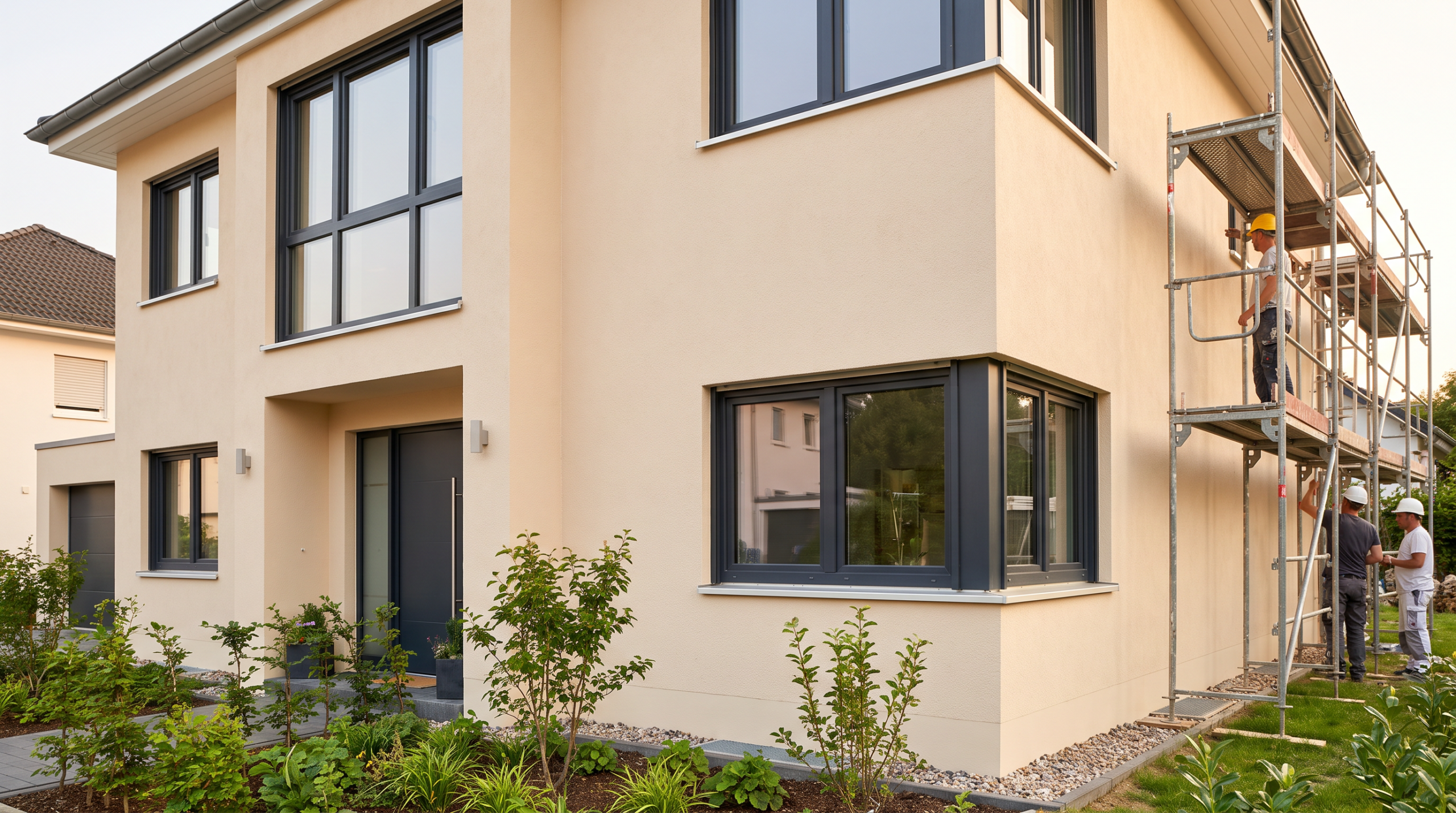 Fassadendämmung Kosten: fertig gedämmte und verputzte Hausfassade