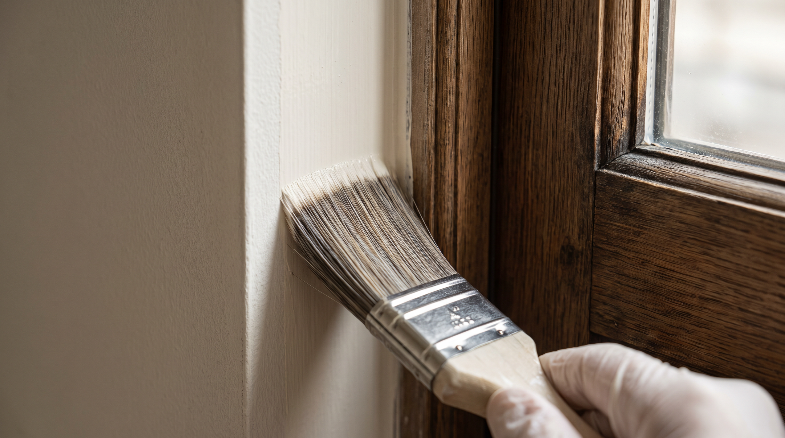 Wand streichen Tipps: Flachpinsel streicht präzise Zimmerecke an