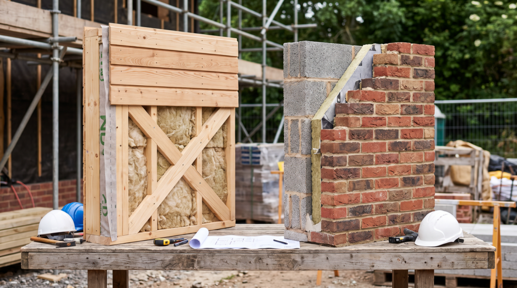 Fertighaus vs. Massivhaus: Vergleich der Wandaufbauten aus Holzrahmenbau und Massivbau